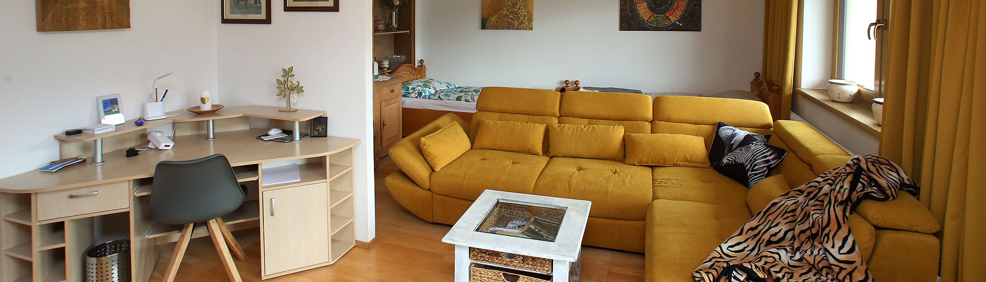 Gemütliches Appartement in der Pension Bohemia mit modernem Design und Panoramablick.